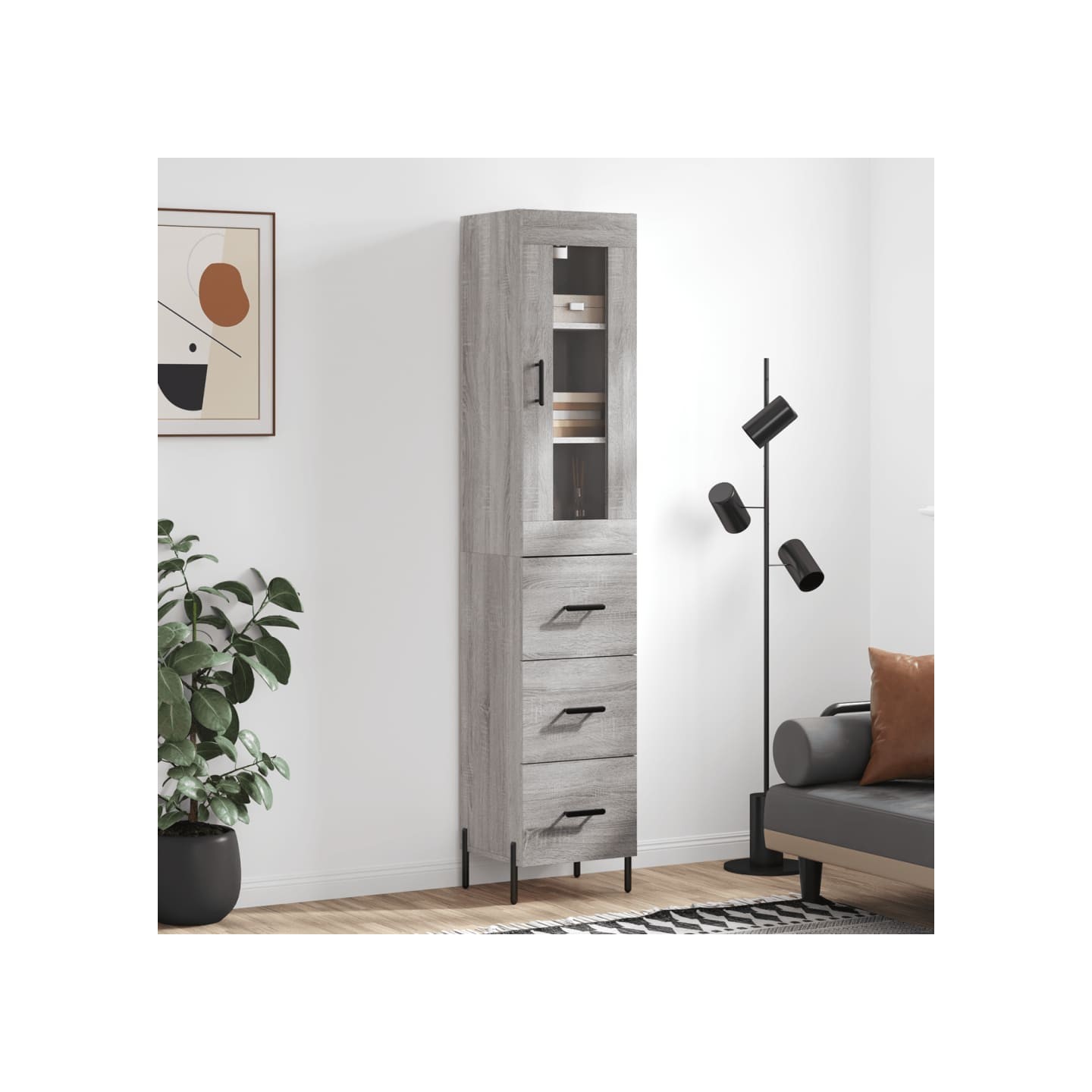Buffet haut Sonoma gris 34,5x34x180 cm Bois d'ingénierie