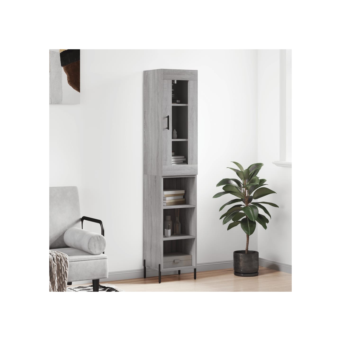 Buffet haut Sonoma gris 34,5x34x180 cm Bois d'ingénierie