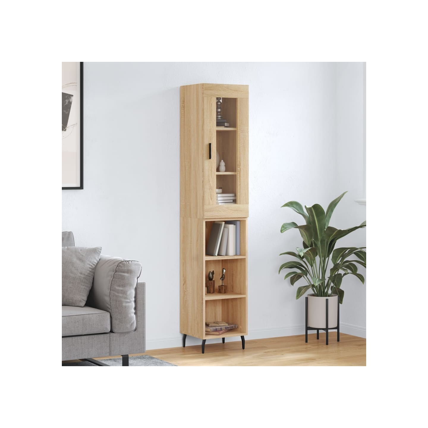 Buffet haut Chêne sonoma 34,5x34x180 cm Bois d'ingénierie
