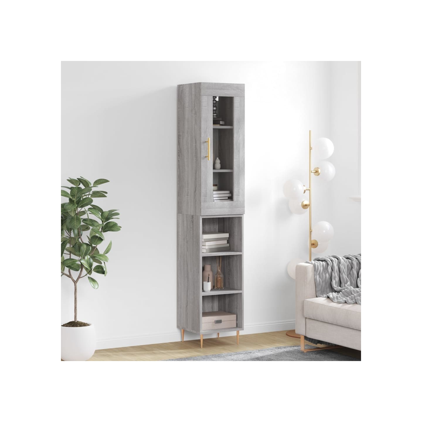 Buffet haut Sonoma gris 34,5x34x180 cm Bois d'ingénierie