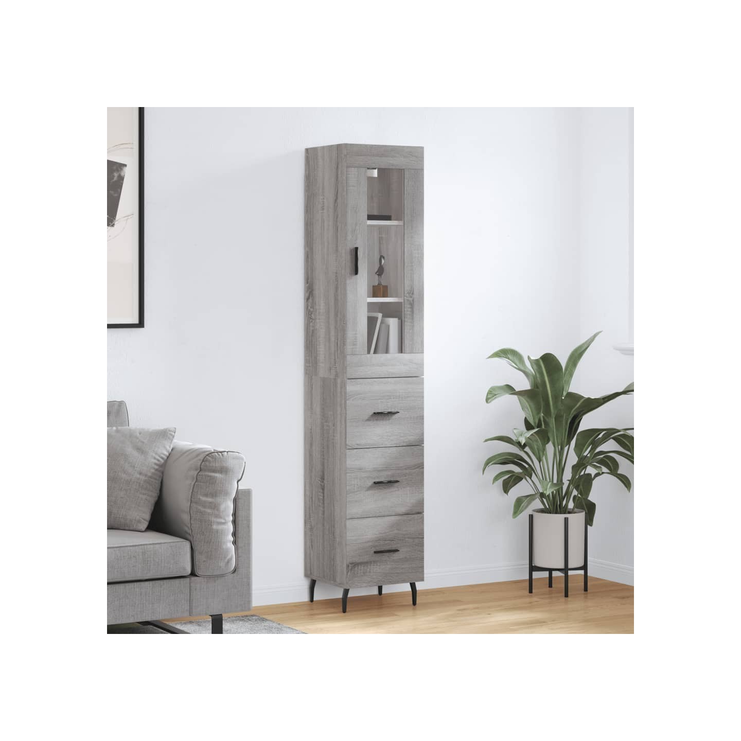 Buffet haut Sonoma gris 34,5x34x180 cm Bois d'ingénierie