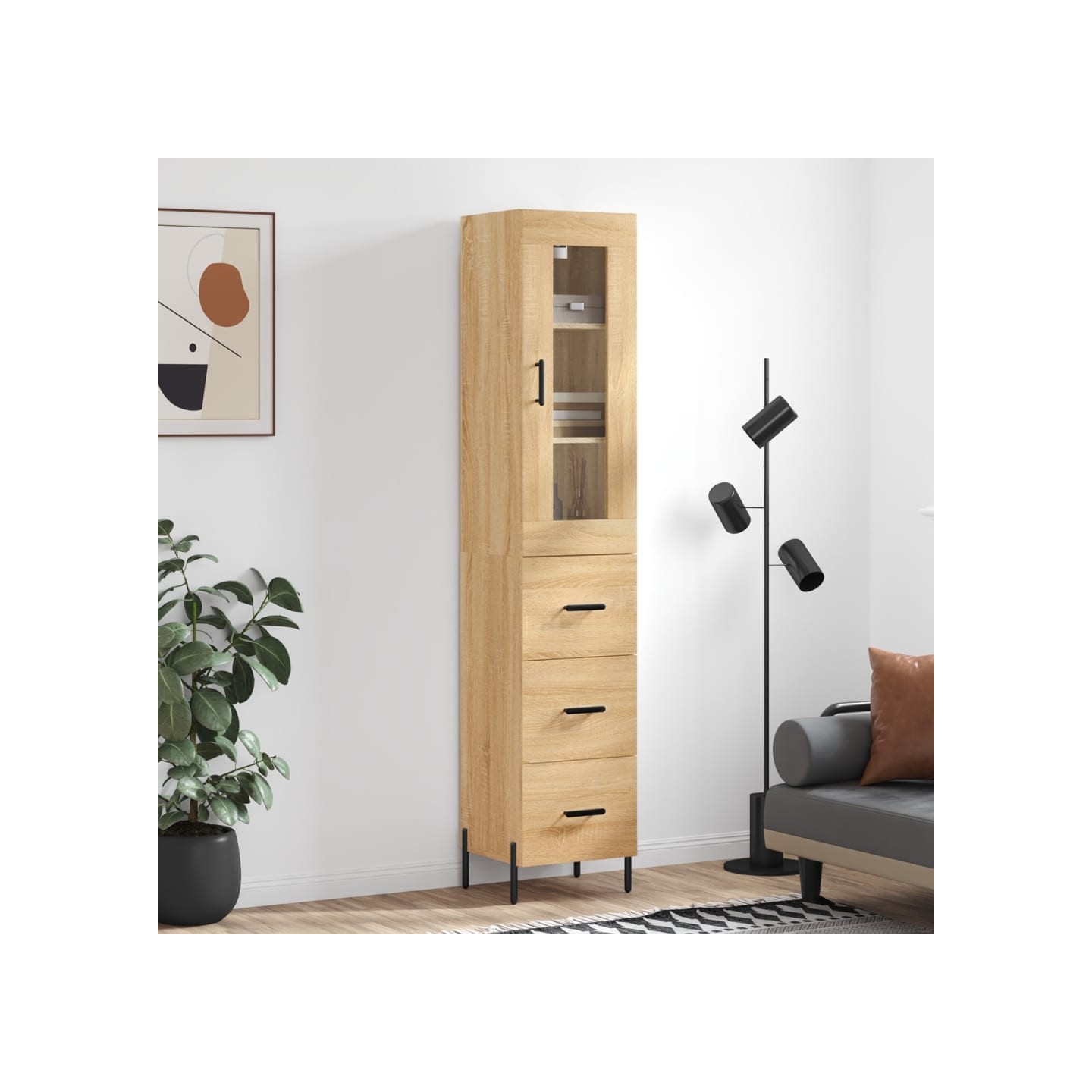 Buffet haut Chêne sonoma 34,5x34x180 cm Bois d'ingénierie