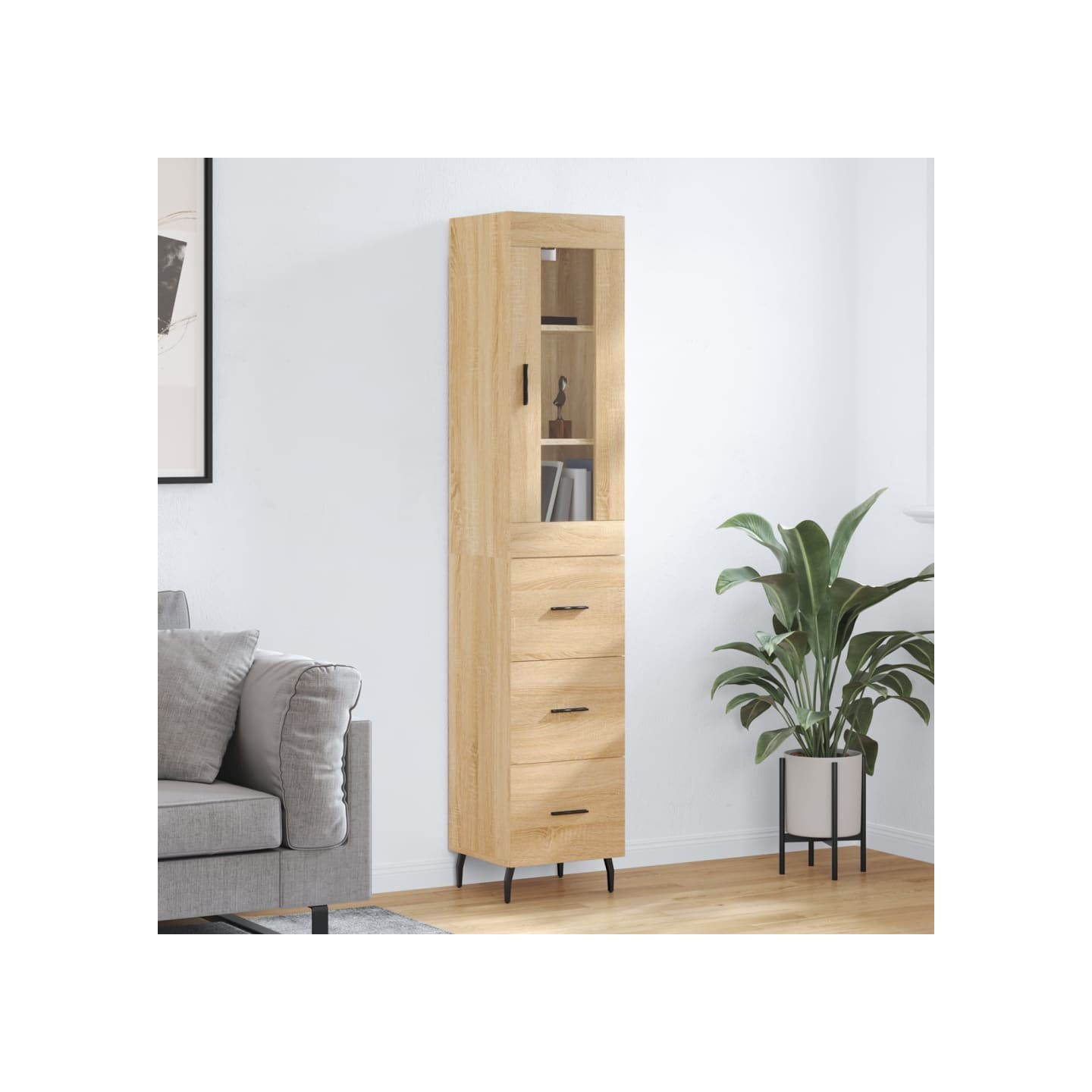 Buffet haut Chêne sonoma 34,5x34x180 cm Bois d'ingénierie
