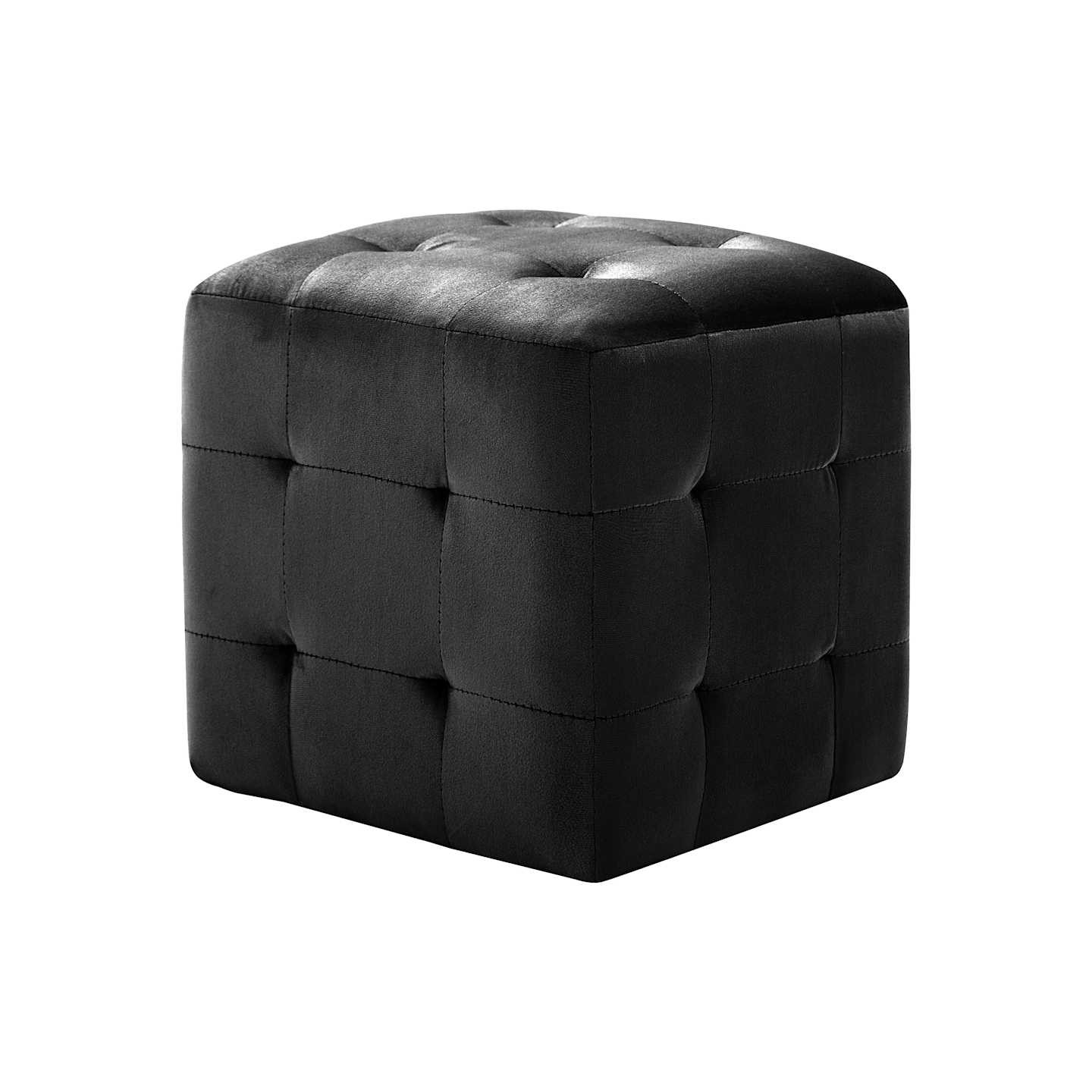2 pcs Poufs Noir 30 x 30 x 30 cm Tissu velours
