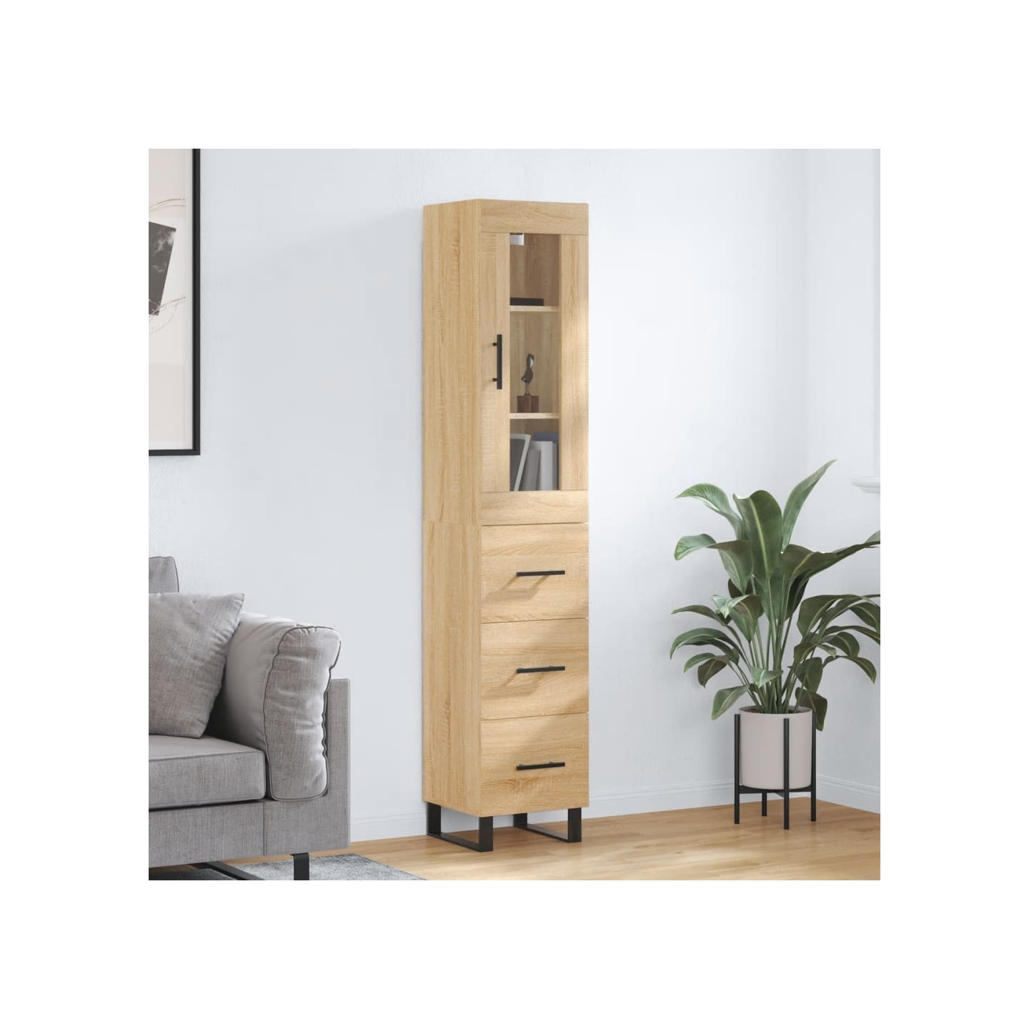 Buffet haut Chêne sonoma 34,5x34x180 cm Bois d'ingénierie