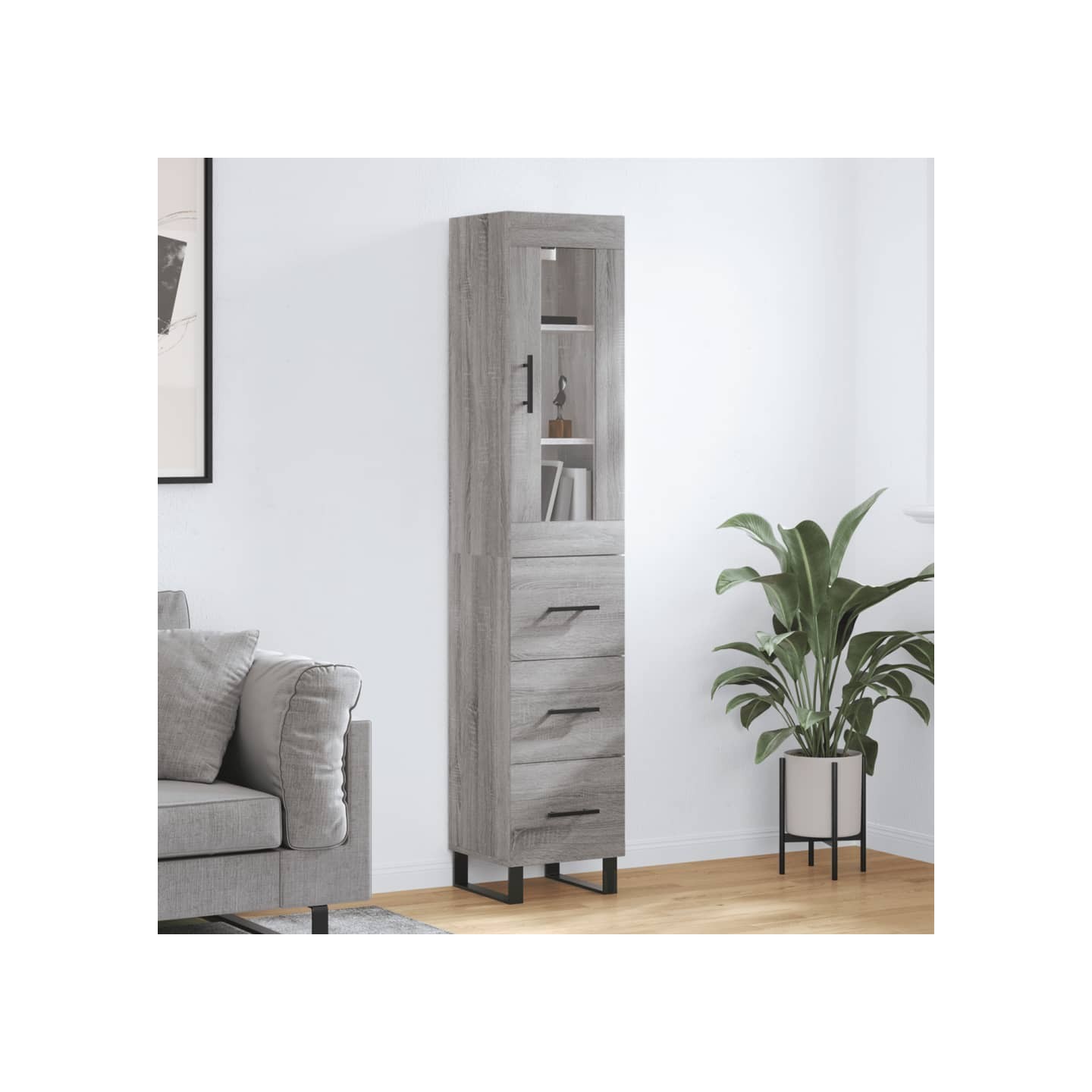 Buffet haut Sonoma gris 34,5x34x180 cm Bois d'ingénierie