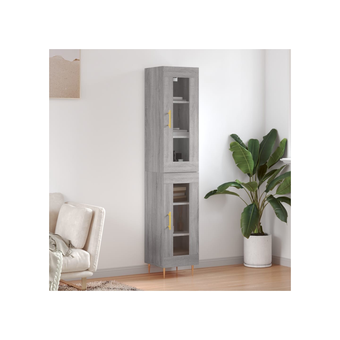 Buffet haut Sonoma gris 34,5x34x180 cm Bois d'ingénierie