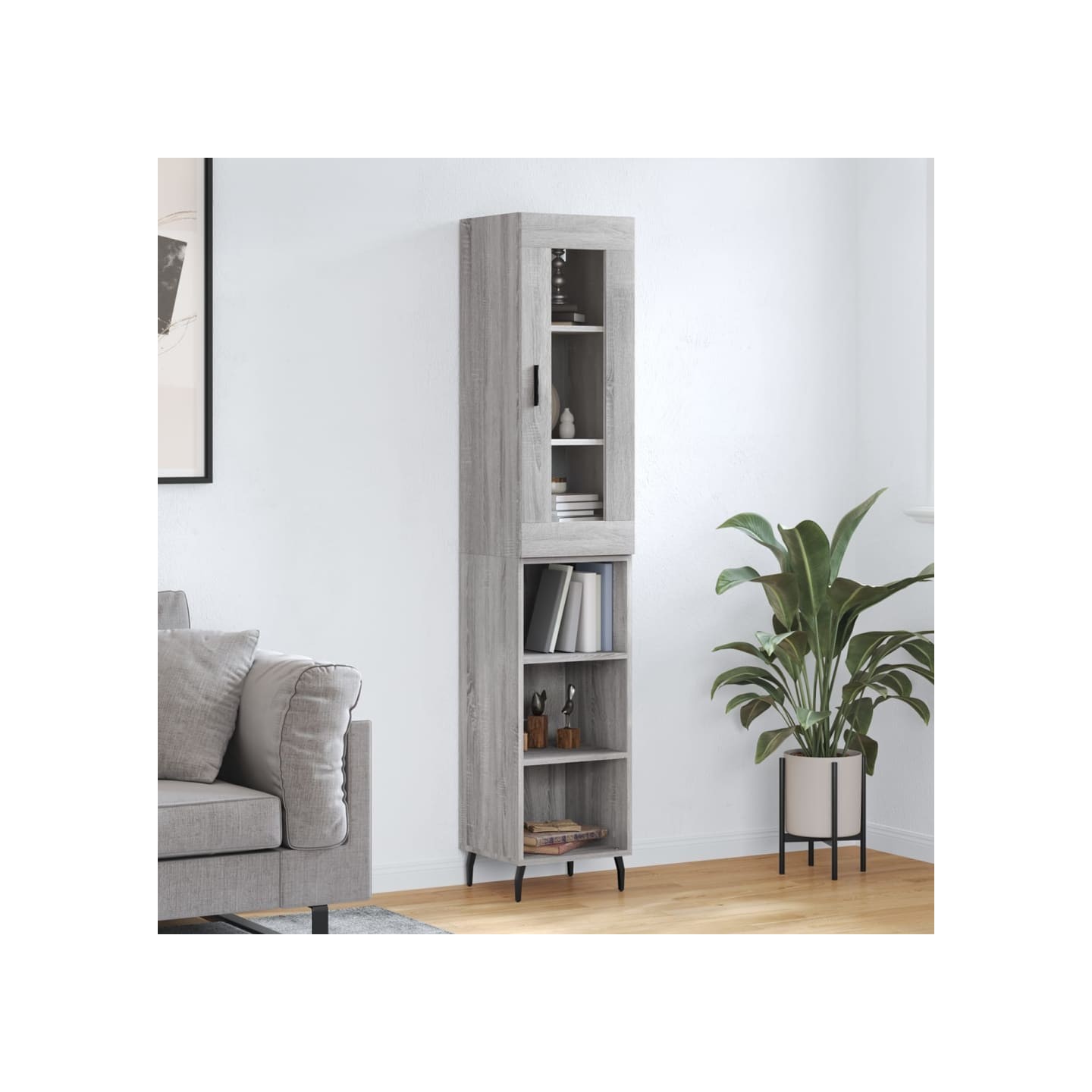 Buffet haut Sonoma gris 34,5x34x180 cm Bois d'ingénierie