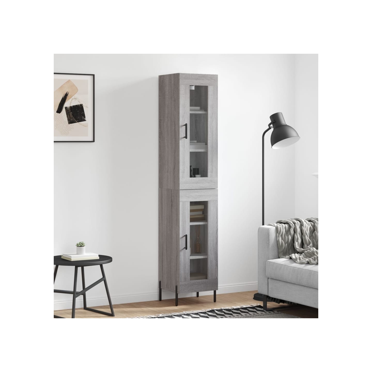 Buffet haut Sonoma gris 34,5x34x180 cm Bois d'ingénierie