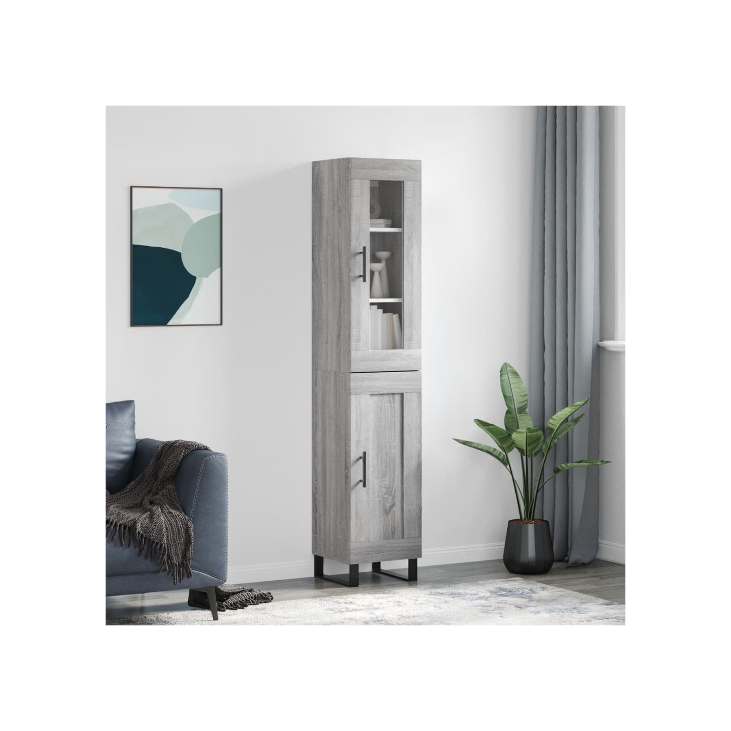 Buffet haut Sonoma gris 34,5x34x180 cm Bois d'ingénierie