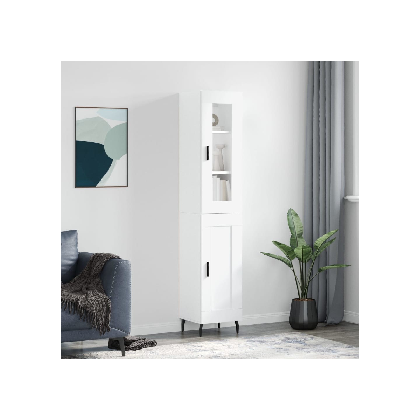 Buffet haut Blanc 34,5x34x180 cm Bois d'ingénierie
