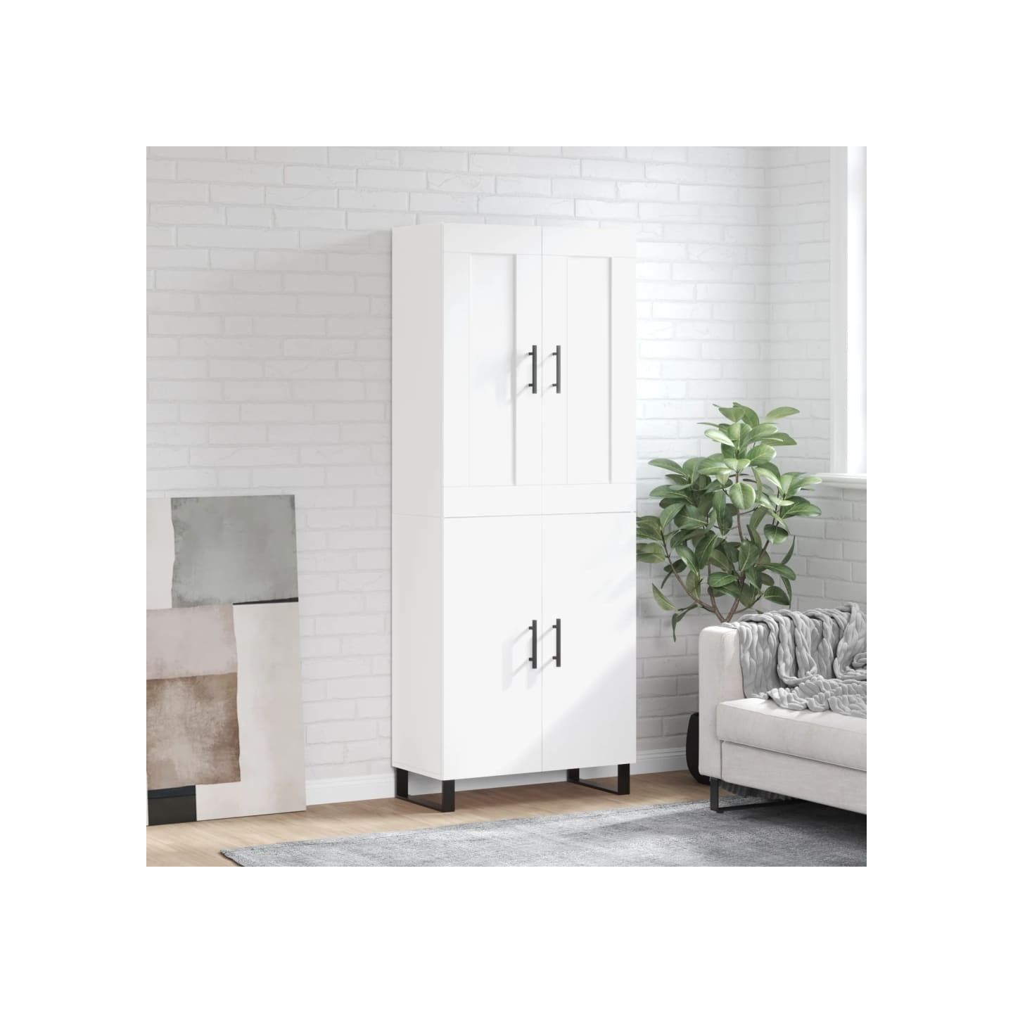 Buffet haut Blanc 69,5x34x180 cm Bois d'ingénierie