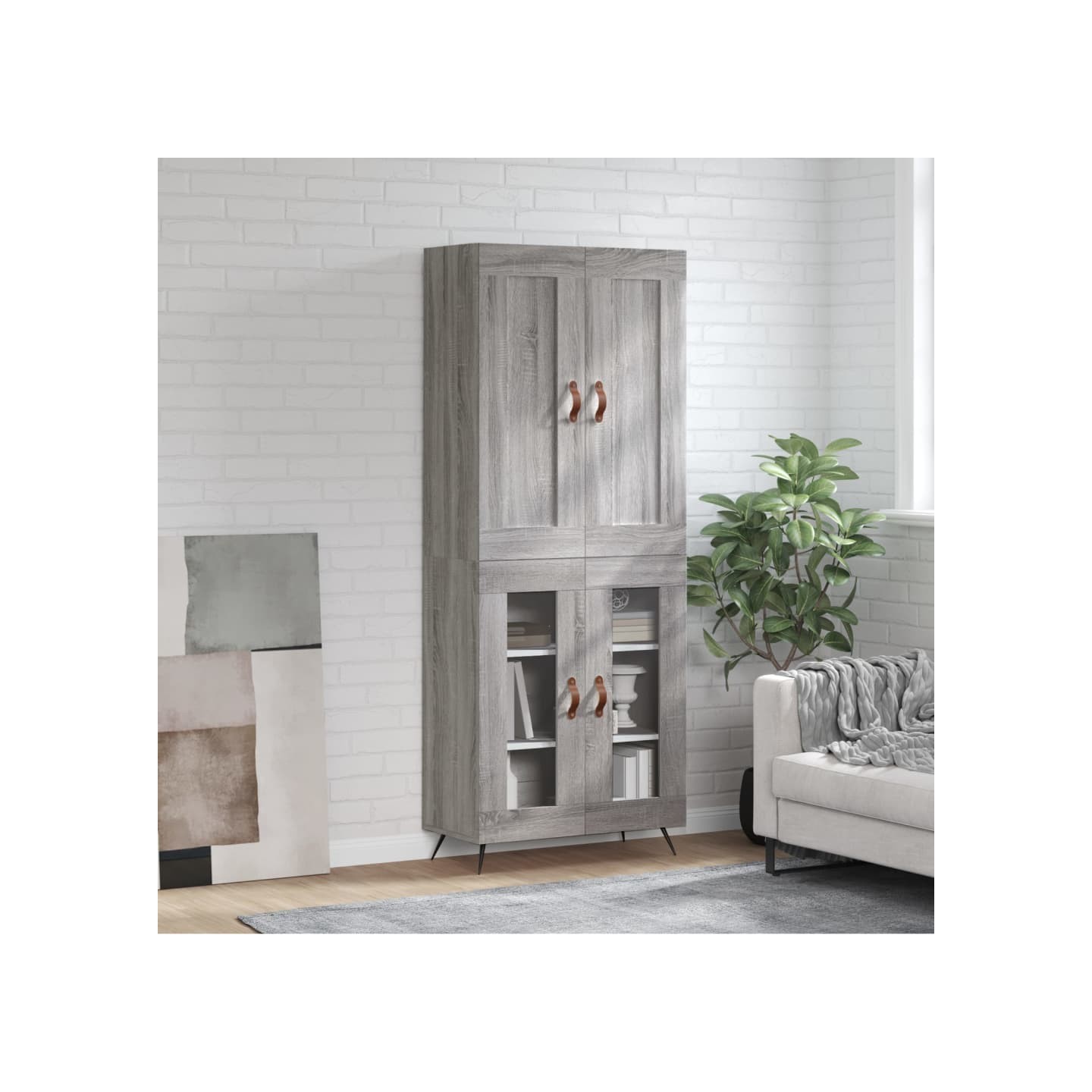 Buffet haut Sonoma gris 69,5x34x180 cm Bois d'ingénierie