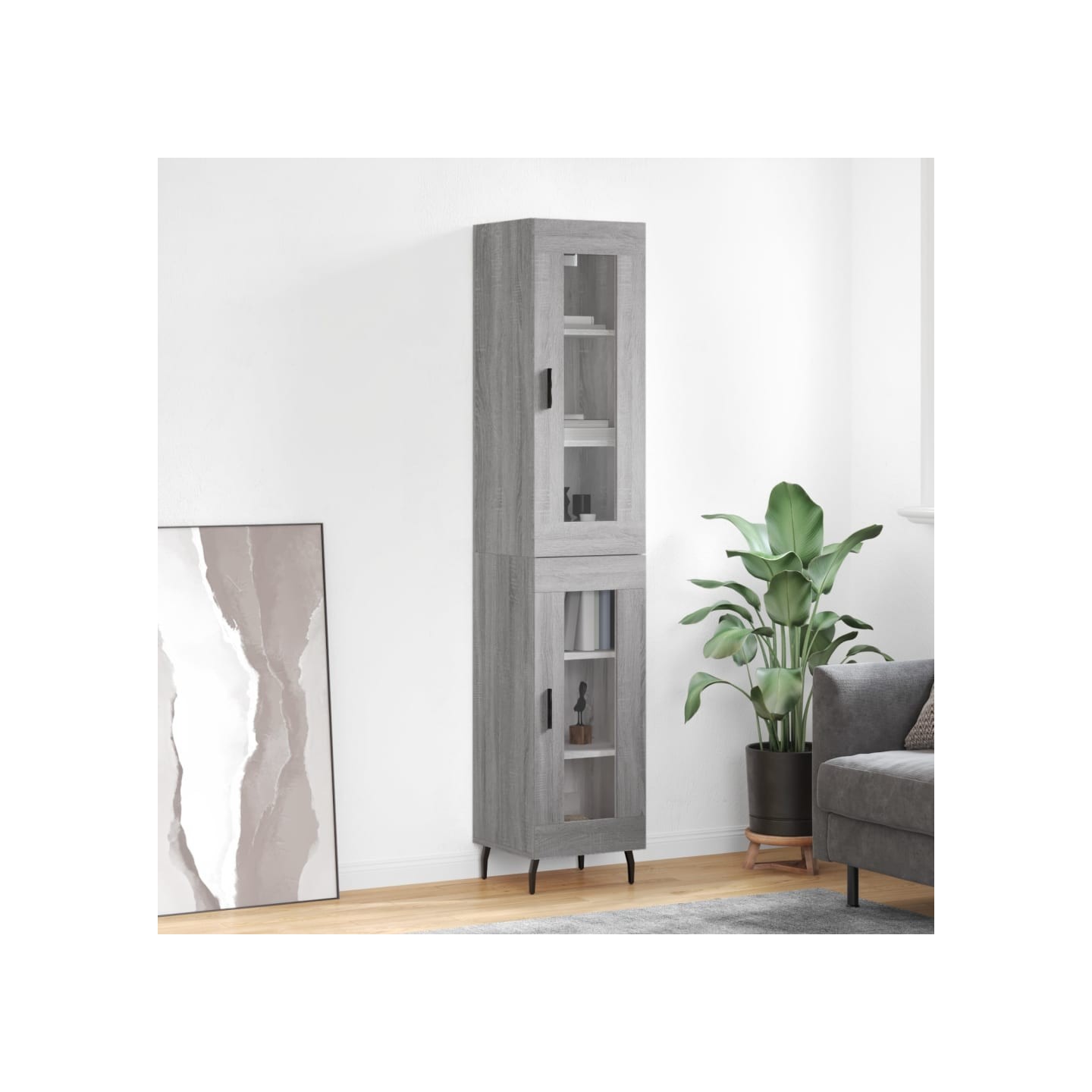 Buffet haut Sonoma gris 34,5x34x180 cm Bois d'ingénierie