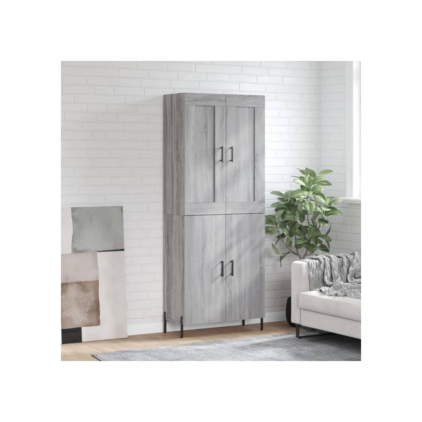 Buffet haut Sonoma gris 69,5x34x180 cm Bois d'ingénierie