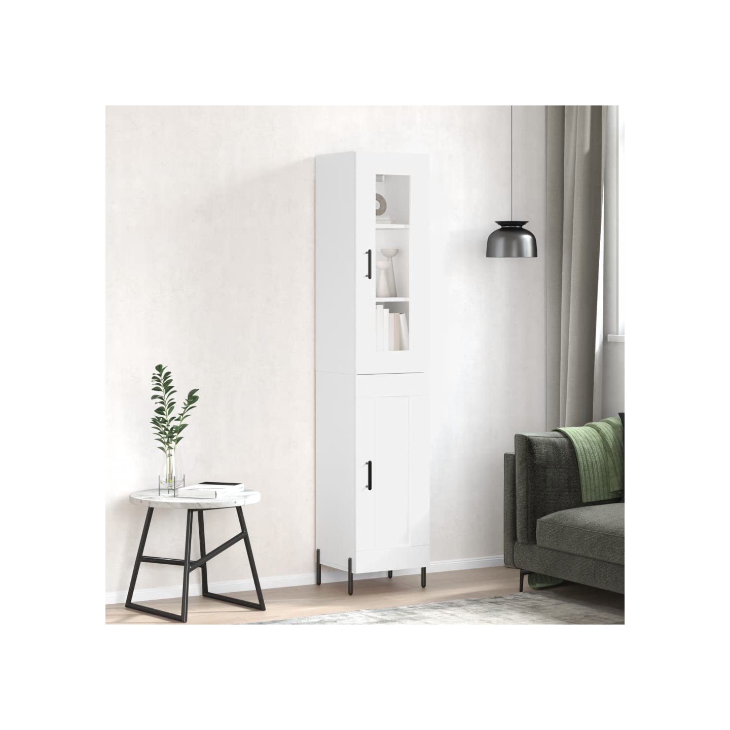 Buffet haut Blanc 34,5x34x180 cm Bois d'ingénierie