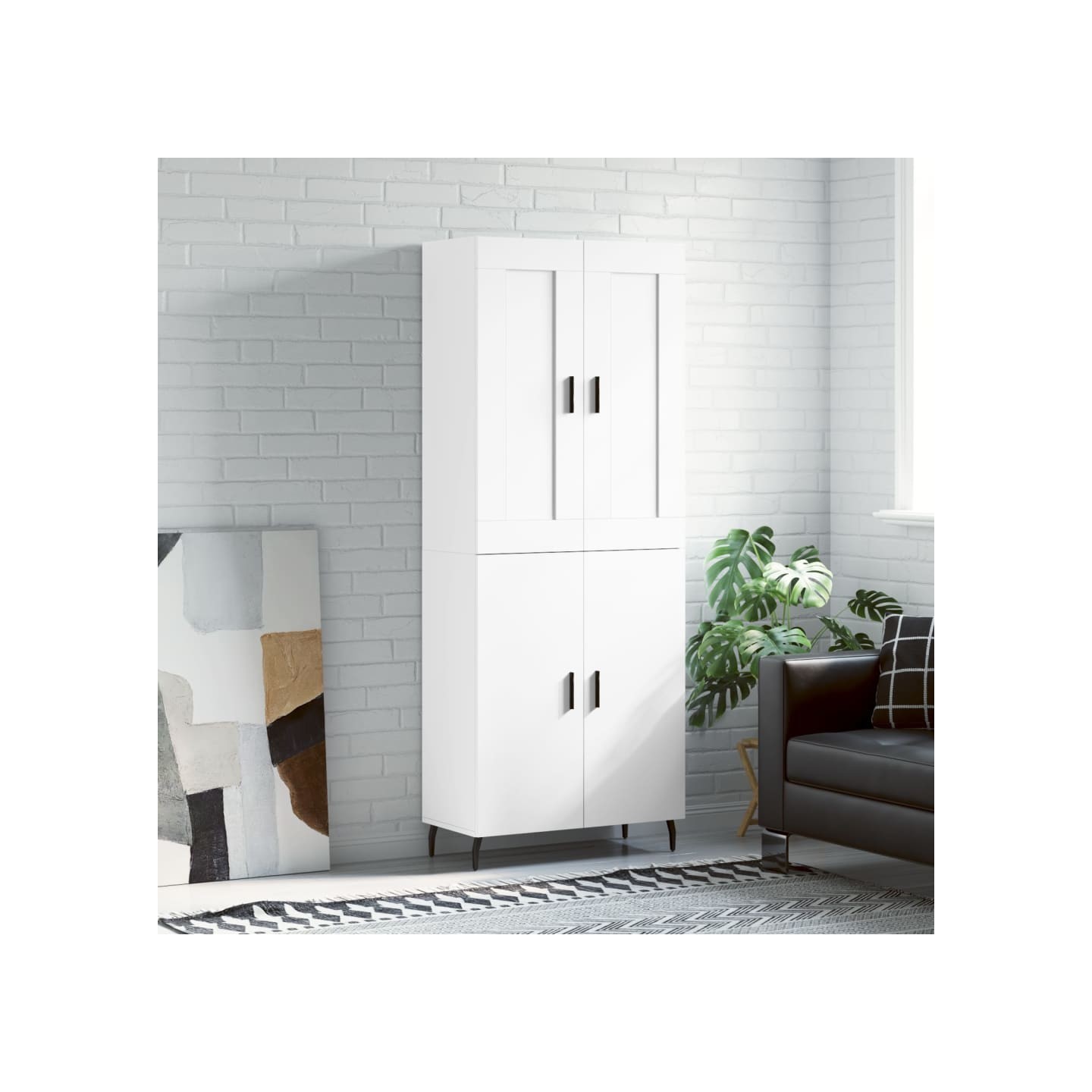Buffet haut Blanc 69,5x34x180 cm Bois d'ingénierie