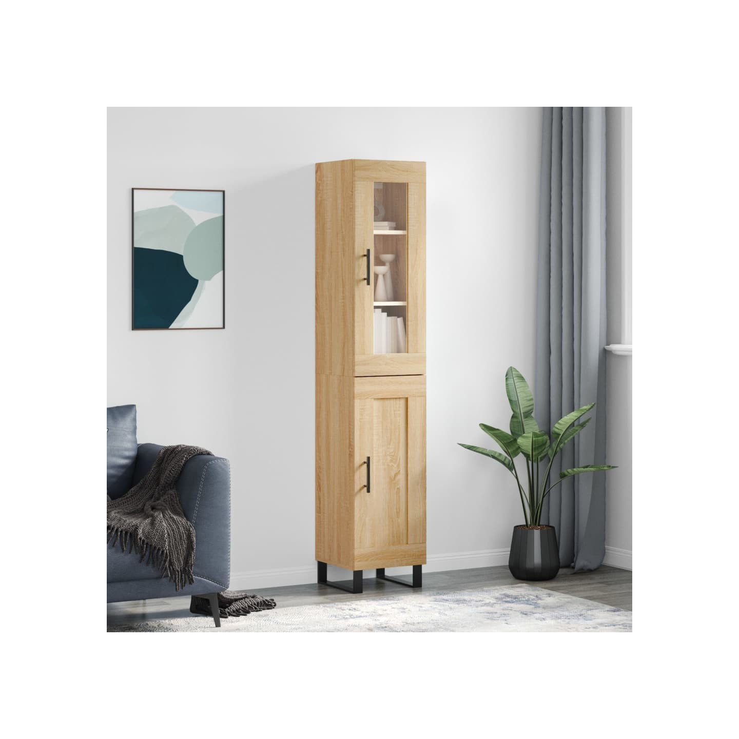 Buffet haut Chêne sonoma 34,5x34x180 cm Bois d'ingénierie