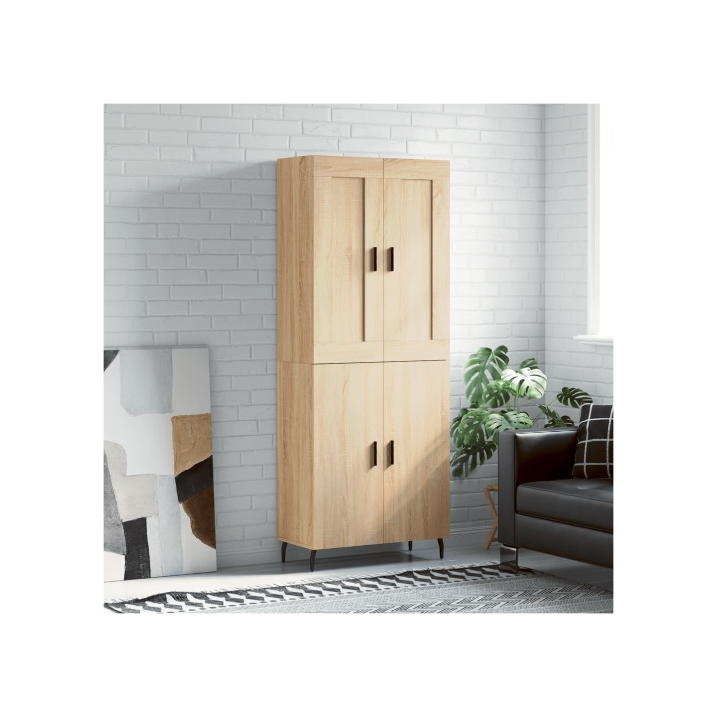 Buffet haut Chêne sonoma 69,5x34x180 cm Bois d'ingénierie