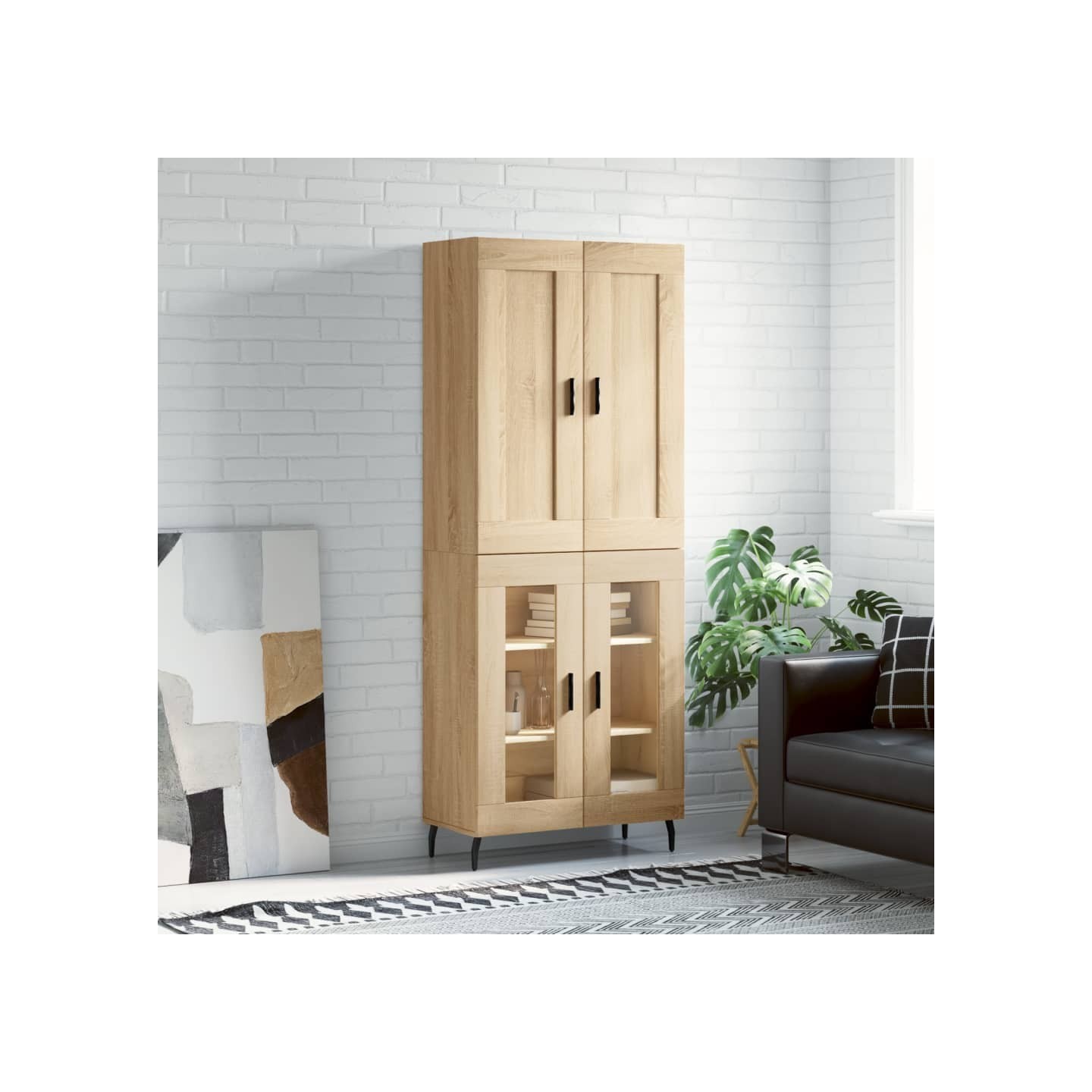 Buffet haut Chêne sonoma 69,5x34x180 cm Bois d'ingénierie