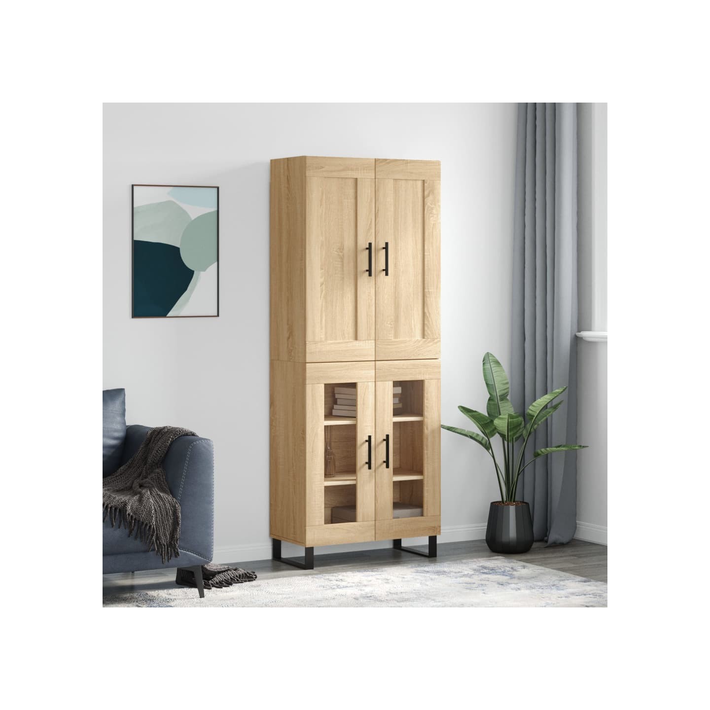 Buffet haut Chêne sonoma 69,5x34x180 cm Bois d'ingénierie