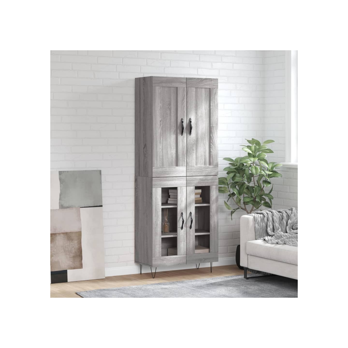 Buffet haut Sonoma gris 69,5x34x180 cm Bois d'ingénierie