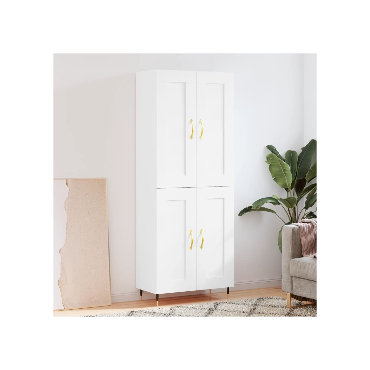 Buffet haut Blanc 69,5x34x180 cm Bois d'ingénierie