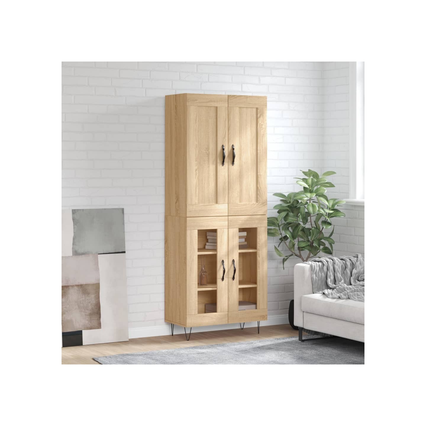 Buffet haut Chêne sonoma 69,5x34x180 cm Bois d'ingénierie