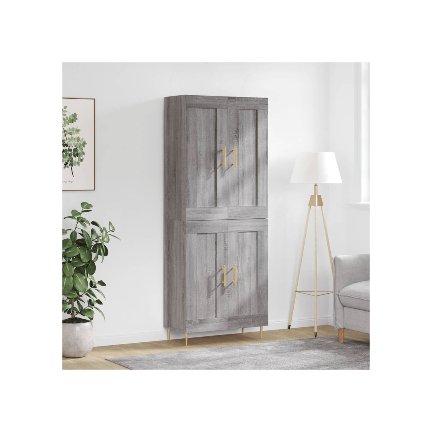 Buffet haut Sonoma gris 69,5x34x180 cm Bois d'ingénierie
