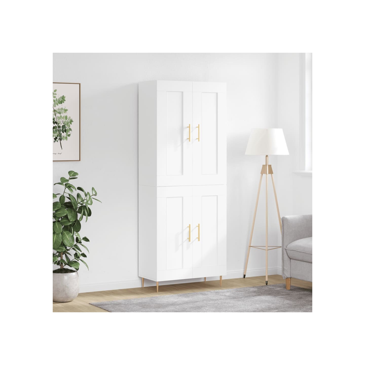 Buffet haut Blanc 69,5x34x180 cm Bois d'ingénierie