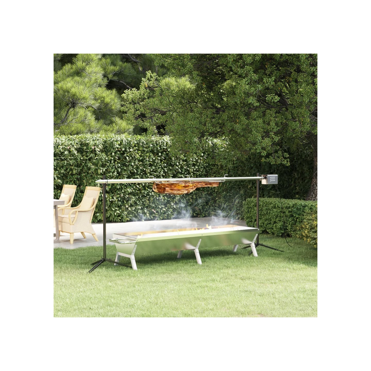 Plateau pour barbecue Argenté 158x42x31 cm Acier inoxydable