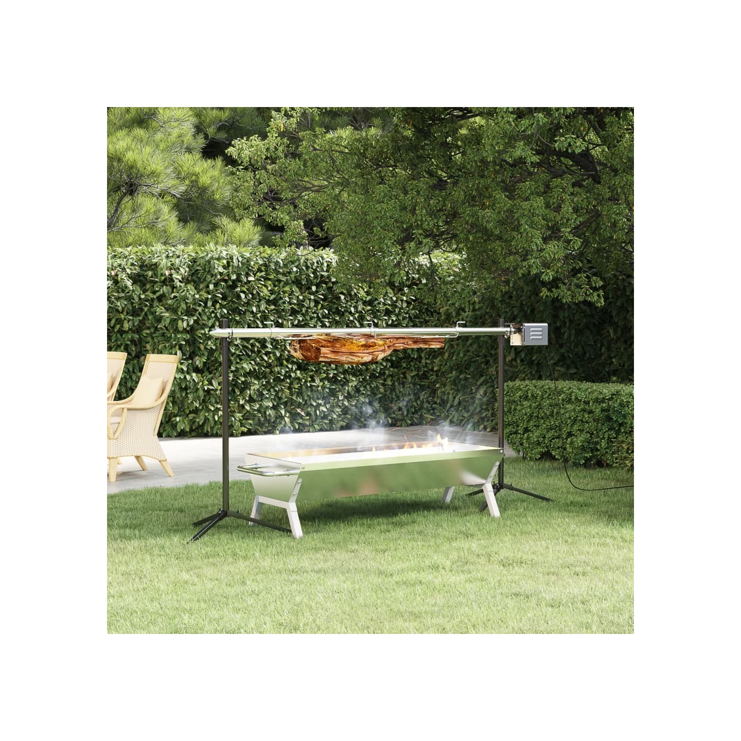 Barbecue automatique et moteur acier inoxydable 150x46,5x82,5cm