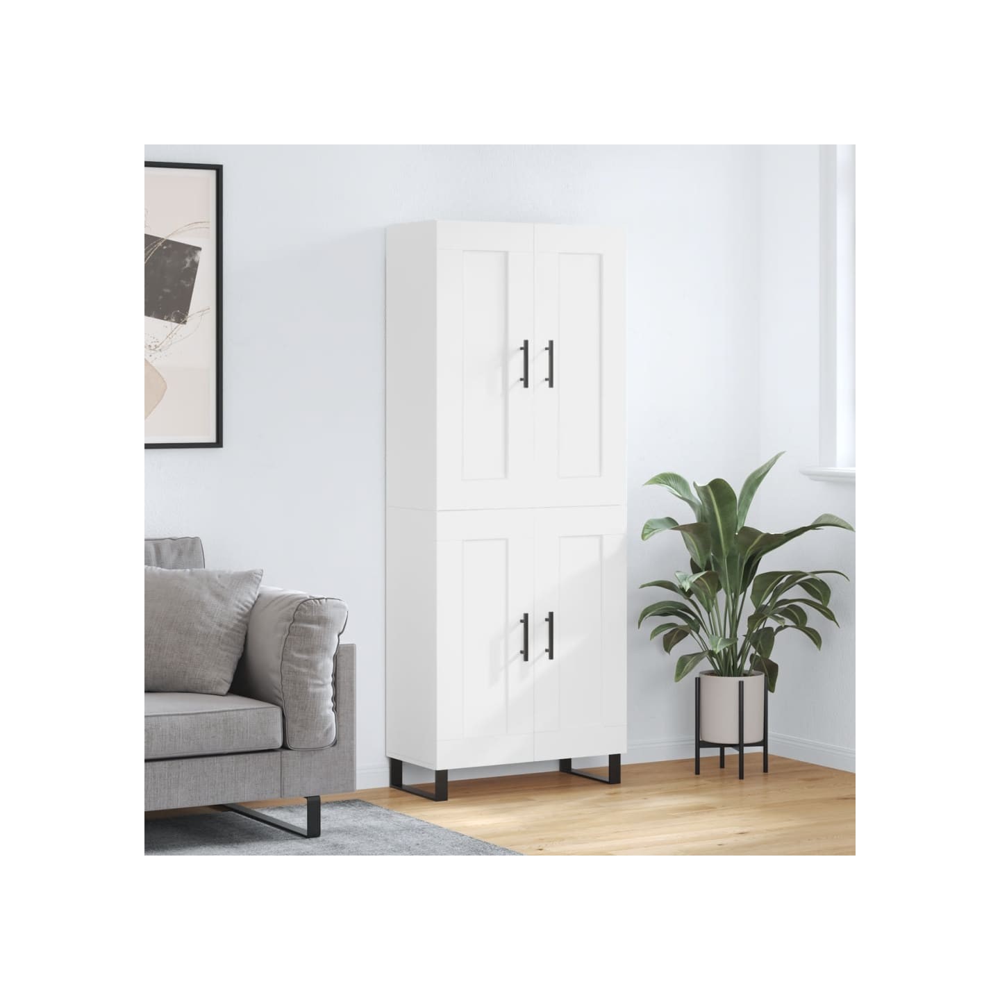 Buffet haut Blanc 69,5x34x180 cm Bois d'ingénierie