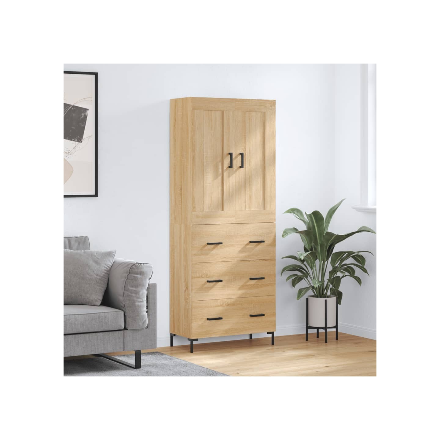 Buffet haut Chêne sonoma 69,5x34x180 cm Bois d'ingénierie
