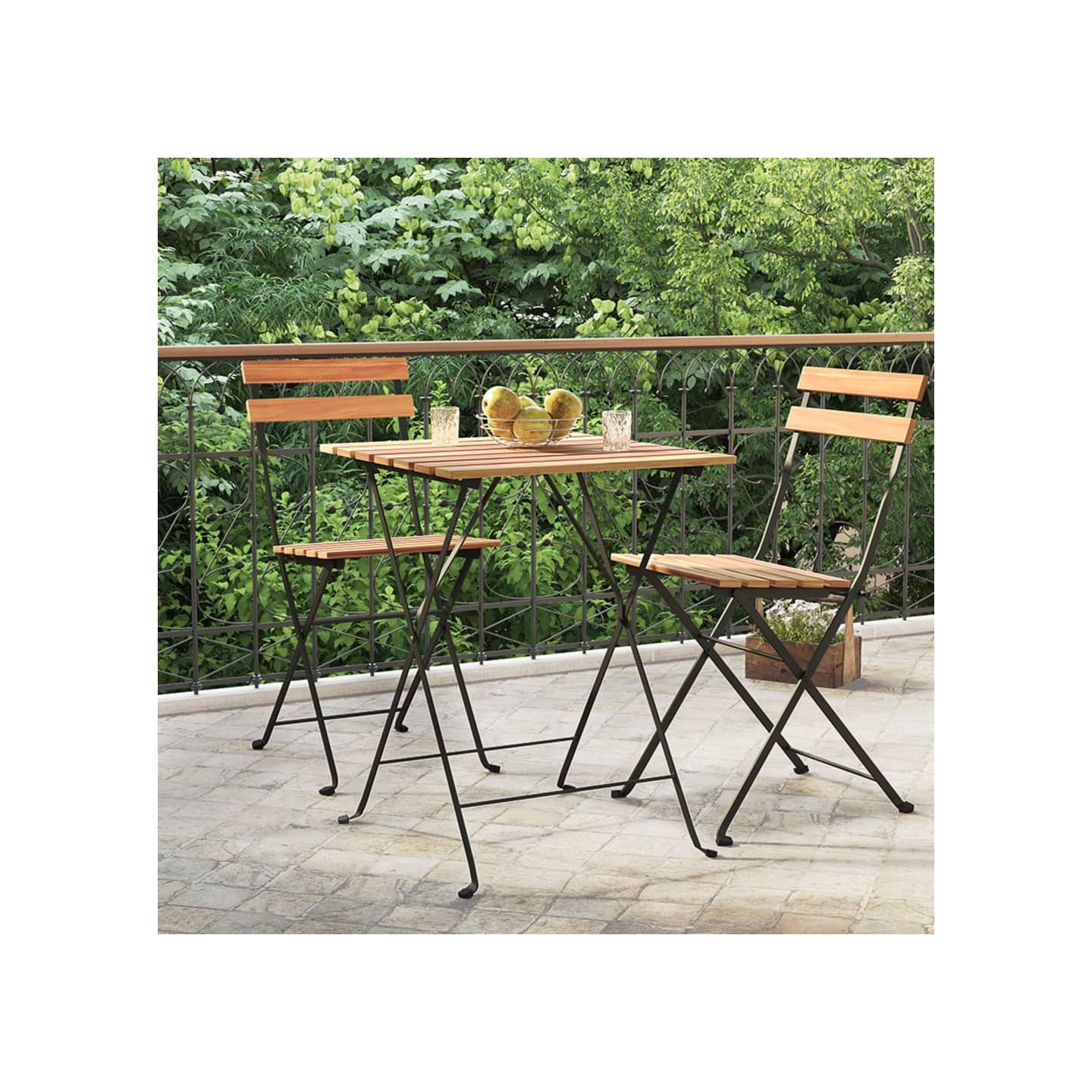 Table de bistro pliante 55x54x71cm Bois de teck solide et acier