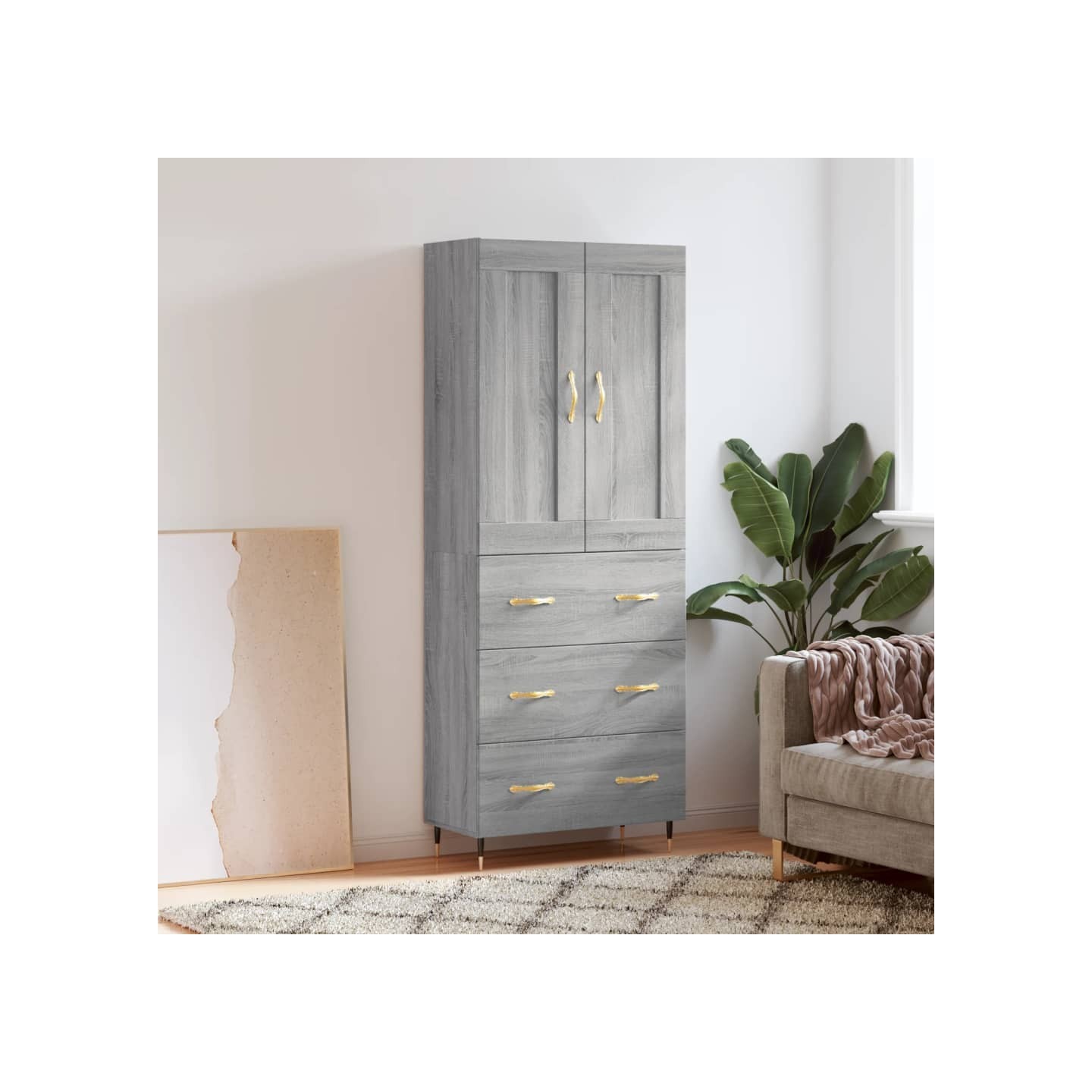 Buffet haut Sonoma gris 69,5x34x180 cm Bois d'ingénierie