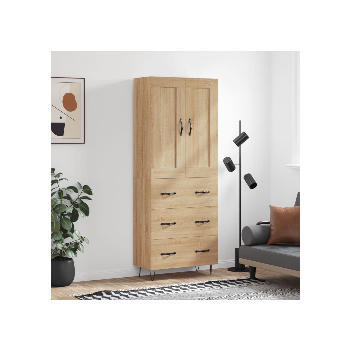 Buffet haut Chêne sonoma 69,5x34x180 cm Bois d'ingénierie
