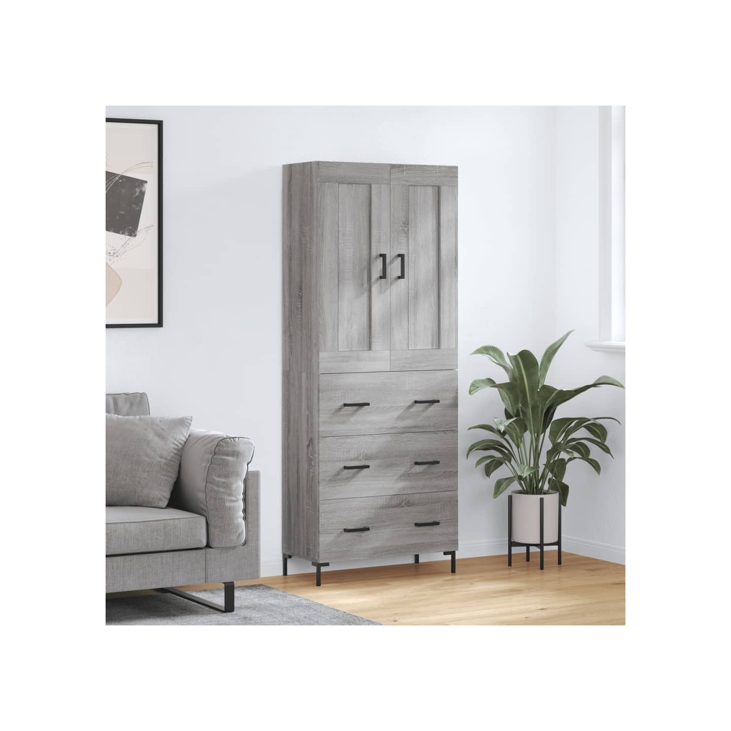 Buffet haut Sonoma gris 69,5x34x180 cm Bois d'ingénierie