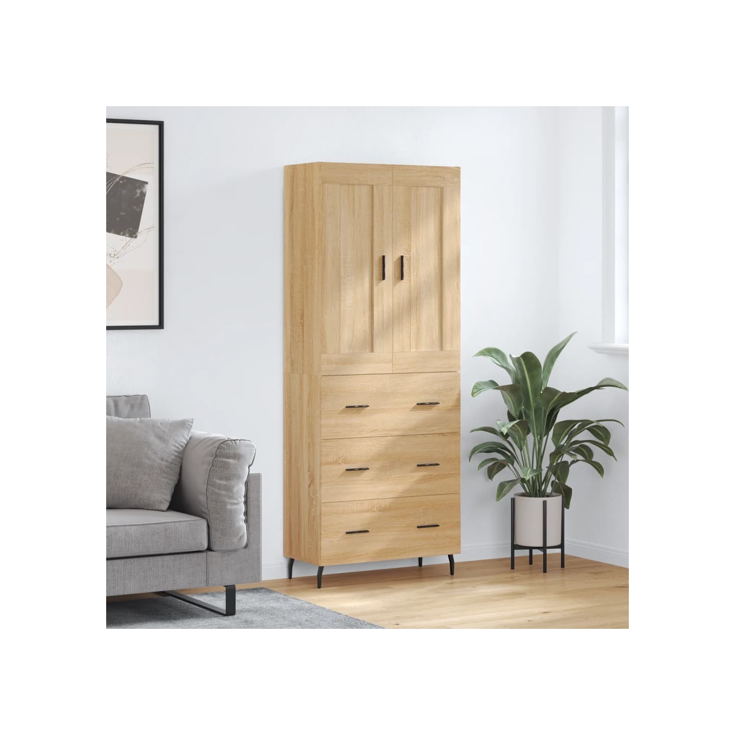 Buffet haut Chêne sonoma 69,5x34x180 cm Bois d'ingénierie