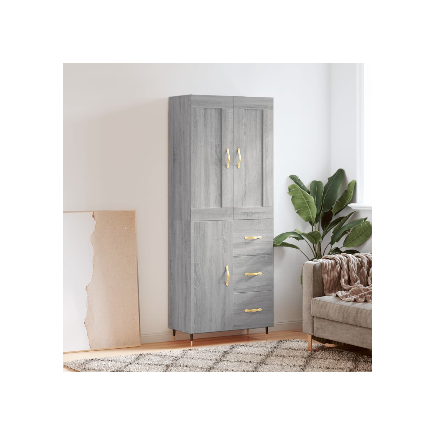 Buffet haut Sonoma gris 69,5x34x180 cm Bois d'ingénierie
