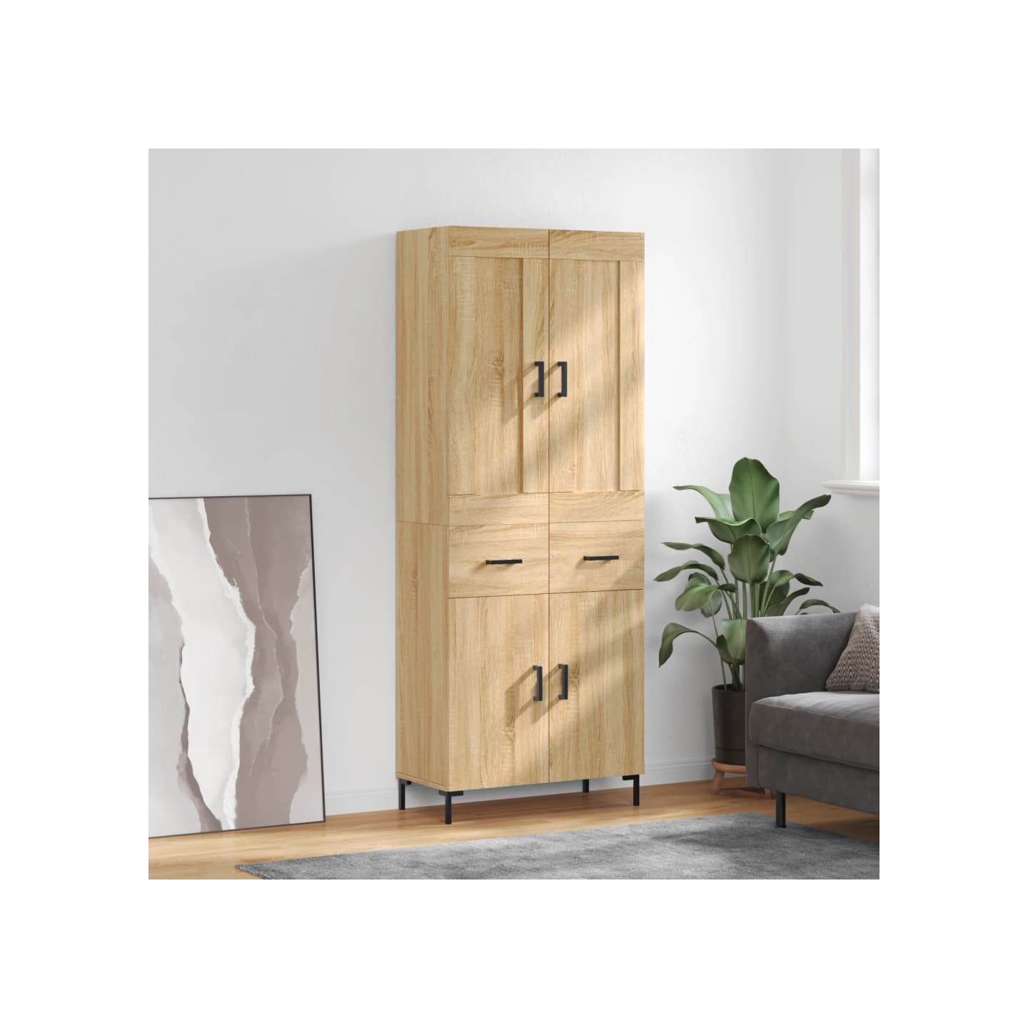 Buffet haut Chêne sonoma 69,5x34x180 cm Bois d'ingénierie