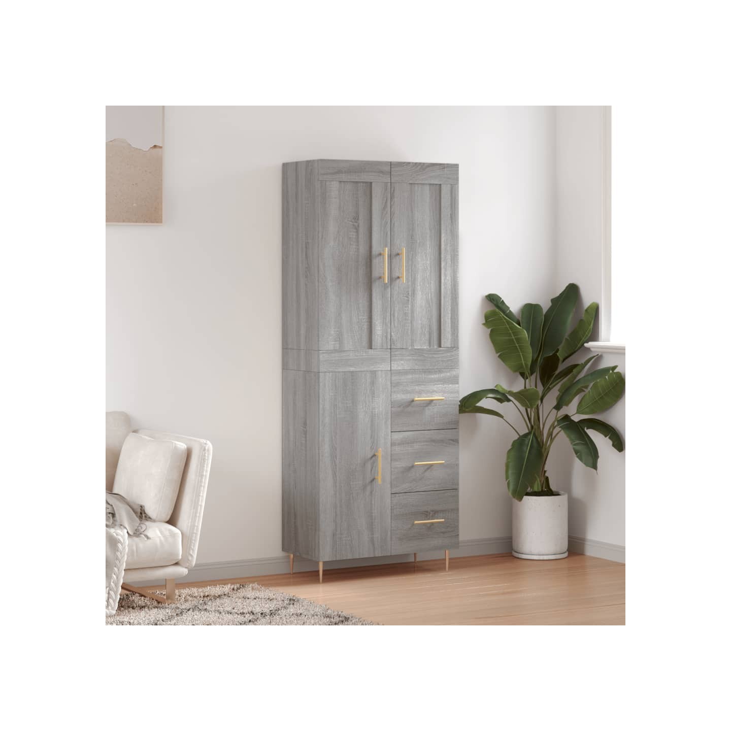 Buffet haut Sonoma gris 69,5x34x180 cm Bois d'ingénierie
