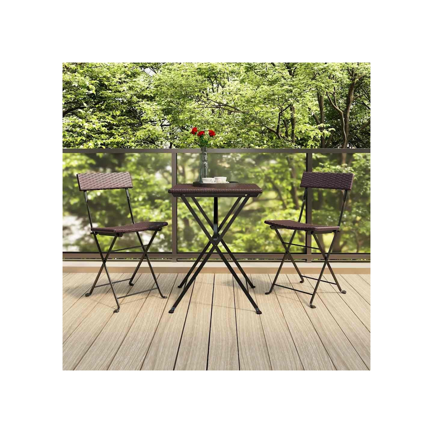 Chaises pliantes (lot de 2) en polyrotin marron et acier