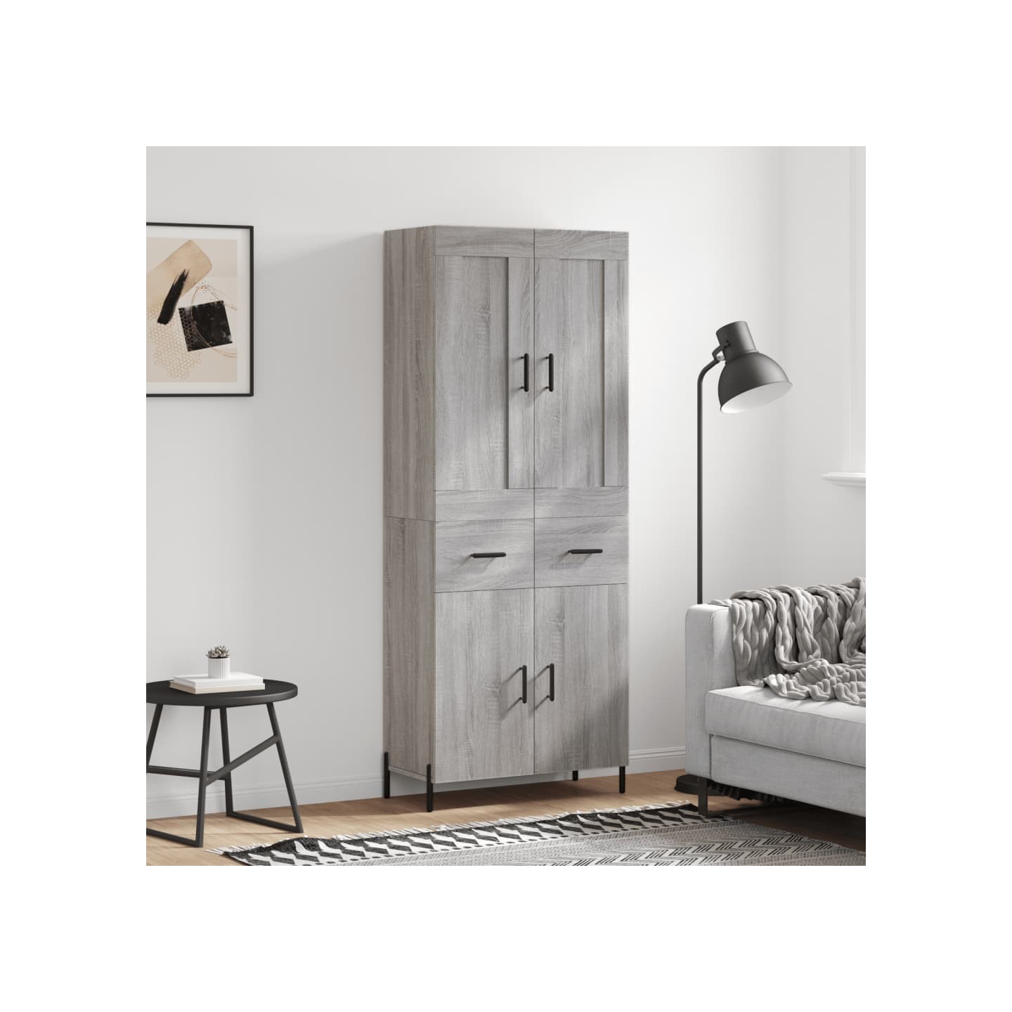 Buffet haut Sonoma gris 69,5x34x180 cm Bois d'ingénierie