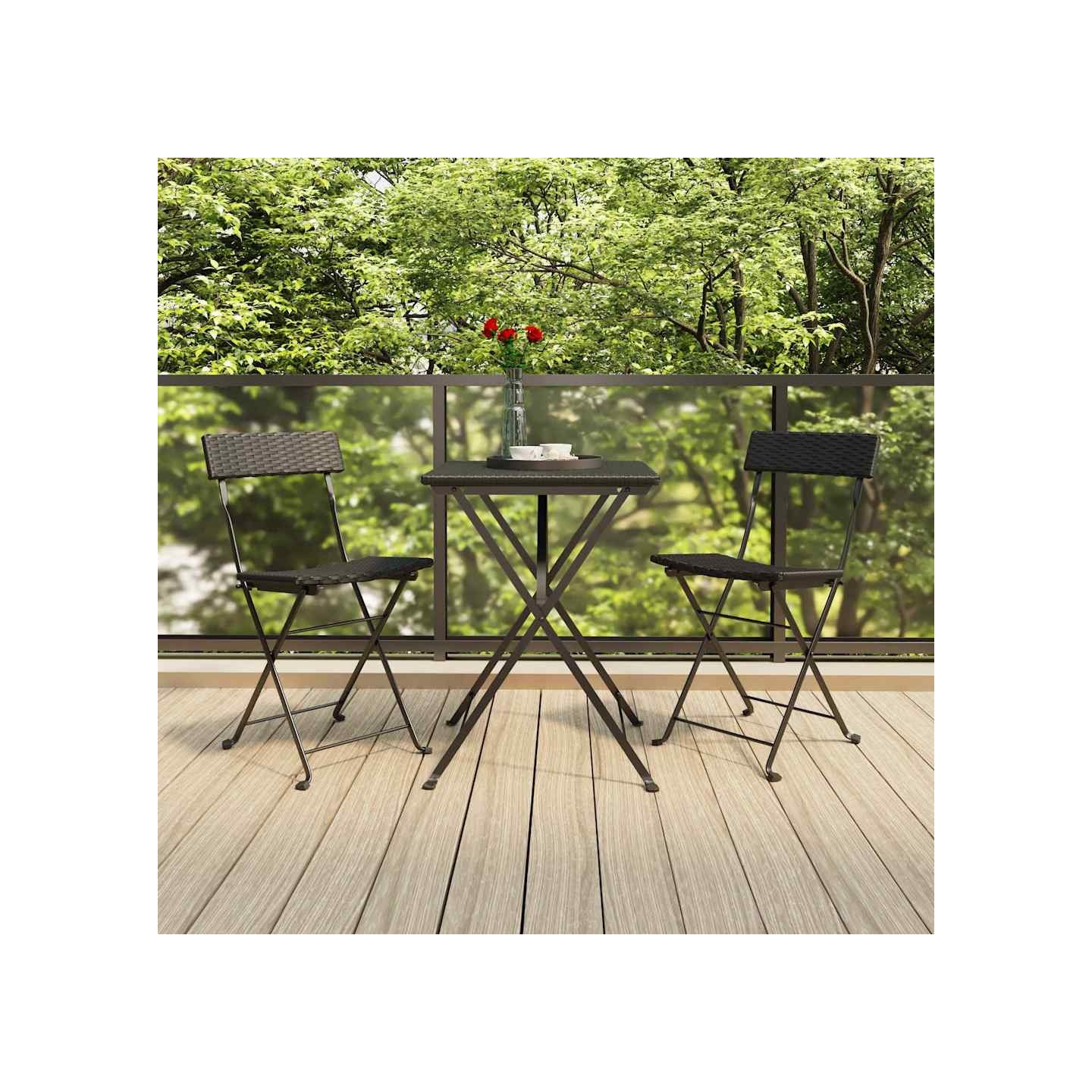 Chaises pliantes (lot de 2) en polyrotin noir et acier