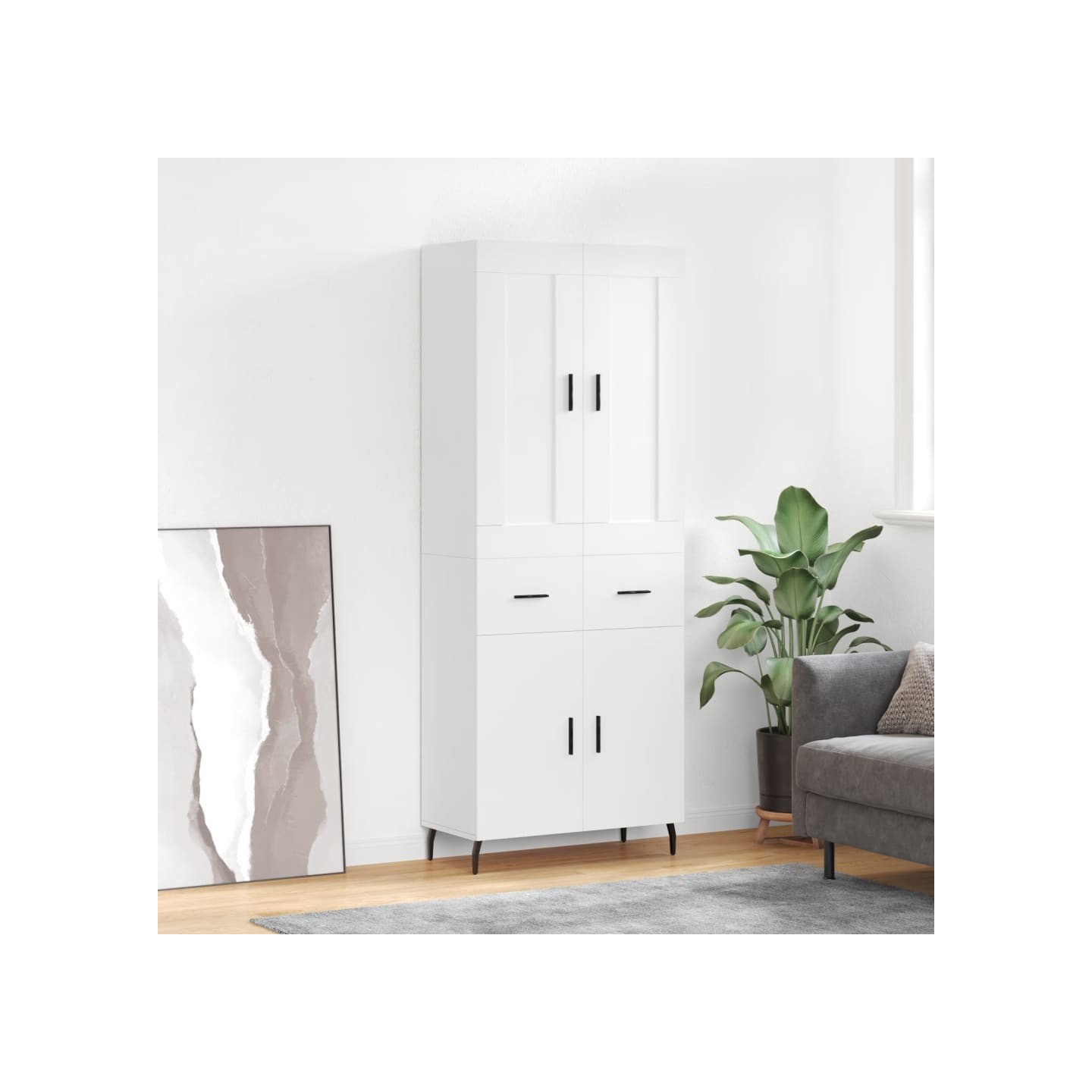 Buffet haut Blanc 69,5x34x180 cm Bois d'ingénierie