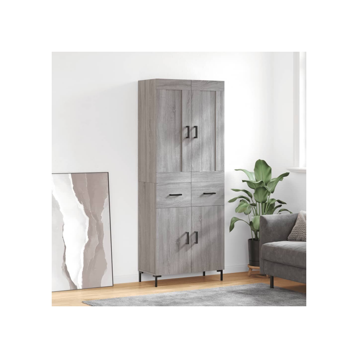 Buffet haut Sonoma gris 69,5x34x180 cm Bois d'ingénierie