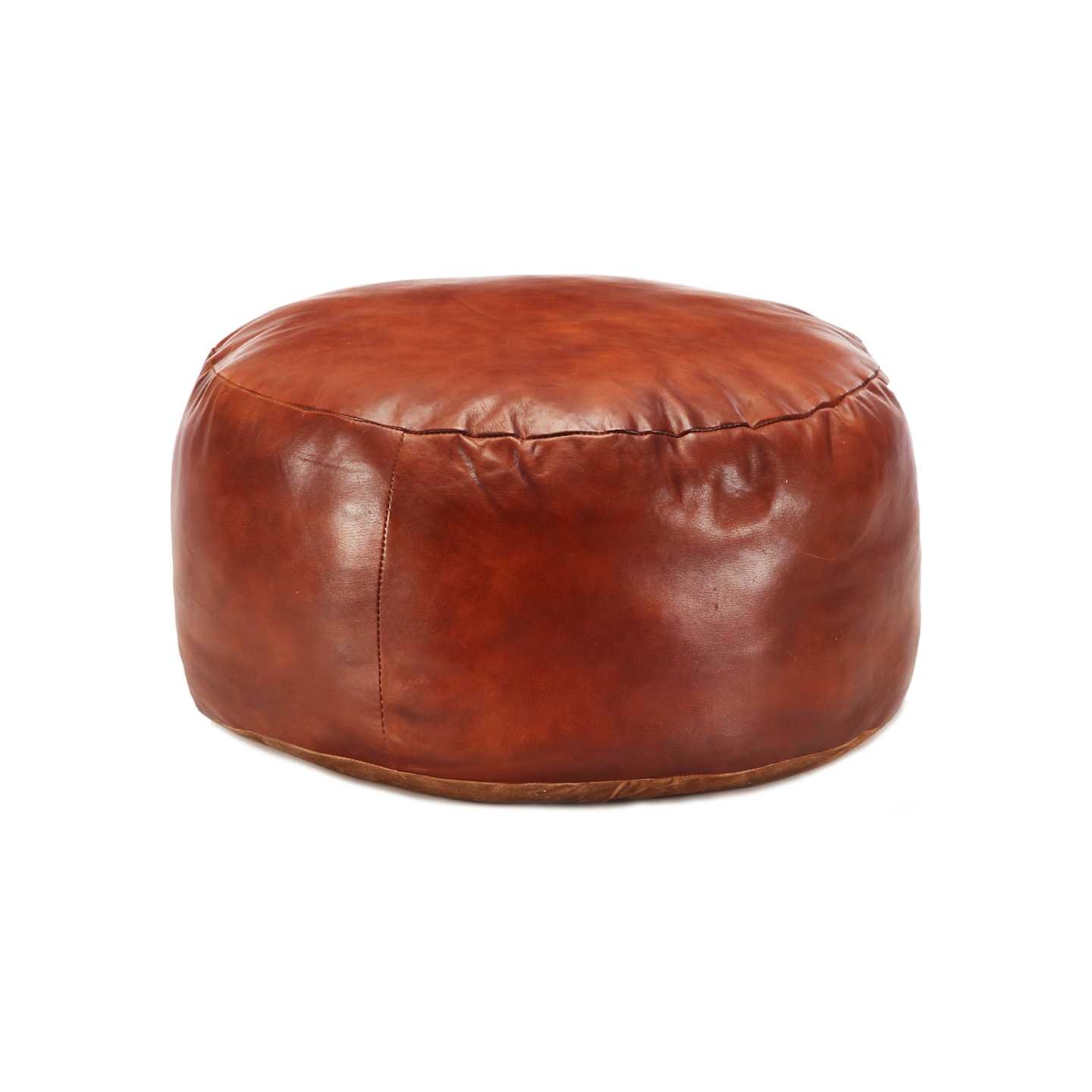 Pouf 60 x 30 cm Brun roux Cuir véritable de chèvre