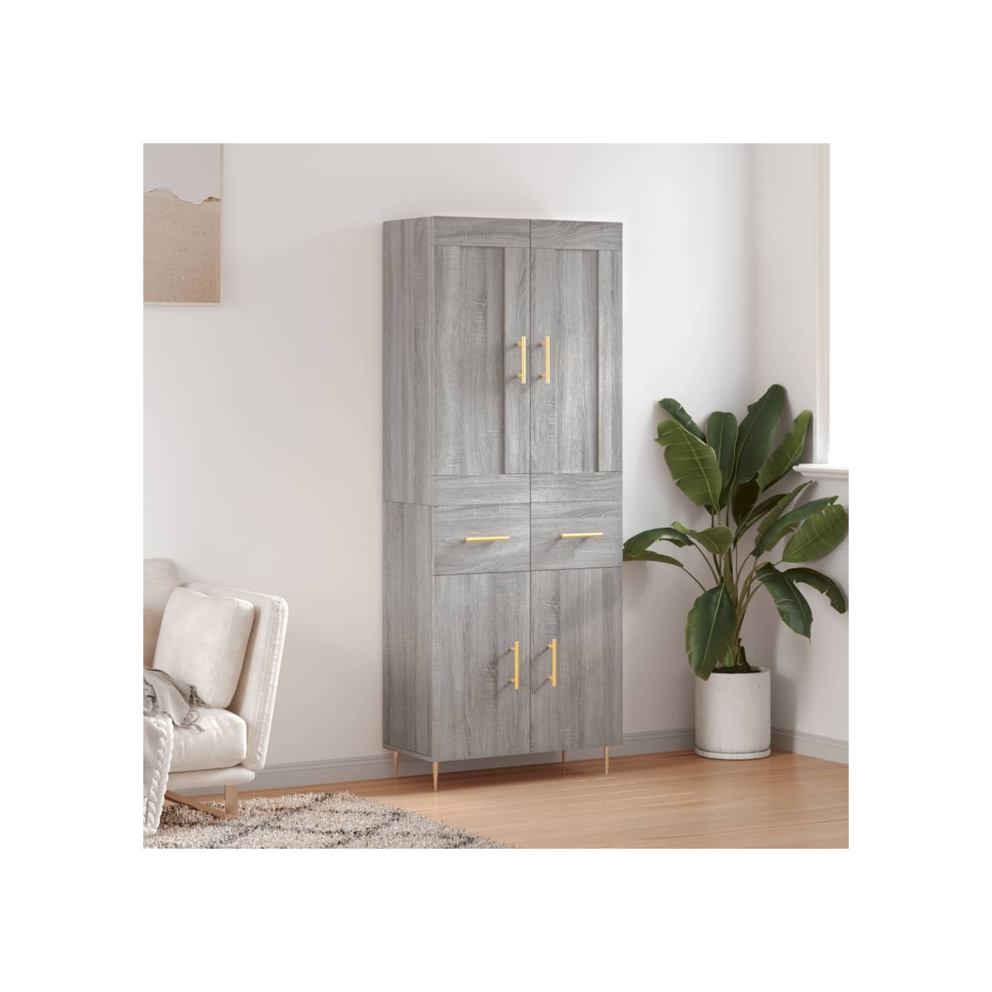 Buffet haut Sonoma gris 69,5x34x180 cm Bois d'ingénierie
