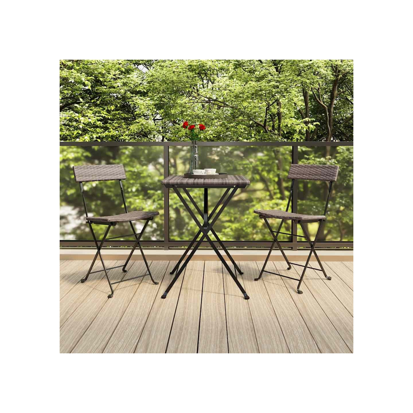 Chaises pliantes (lot de 2) en polyrotin gris et acier